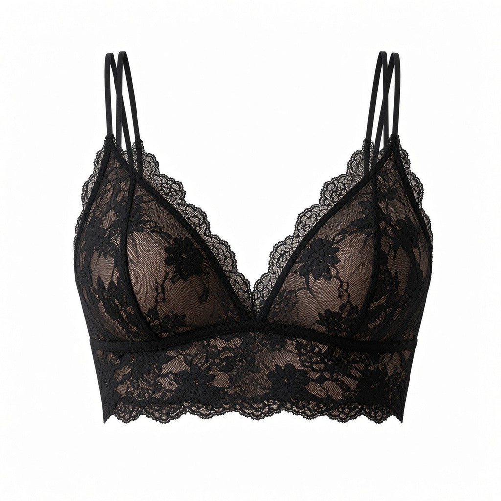floral lace bralette — delicate double straps, intricate lace  detailing, and a flattering fit image 7