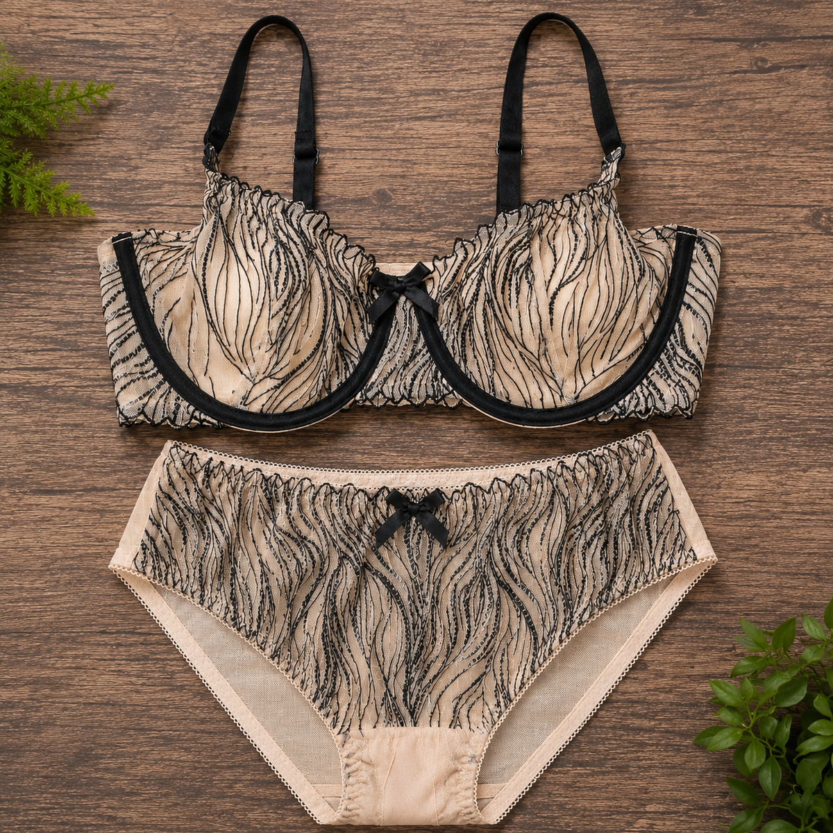 Wild Untamed Set 🐆 | Bold Beige & Black Embroidery image 0