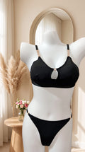 Scarlet Keyhole Bra & Panty Set | Red with Gold Strap Details image