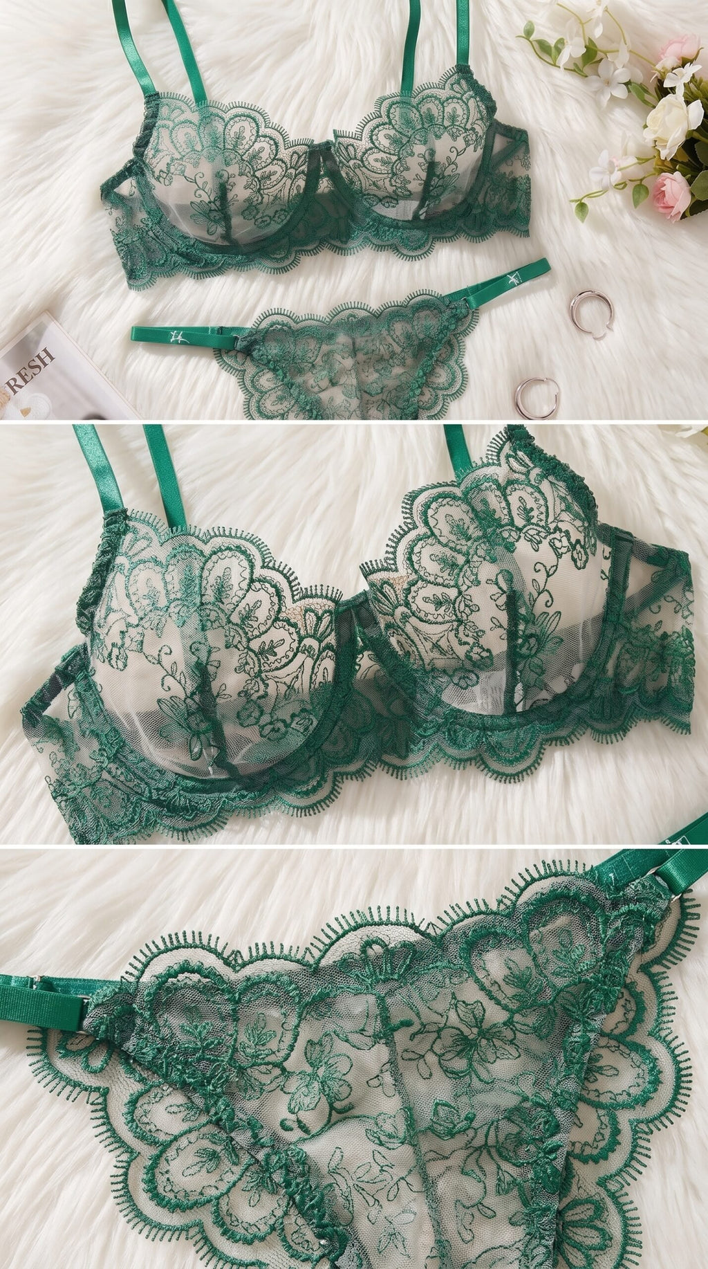 Chantilly Lace Set — Available in Red, Black & Green image
