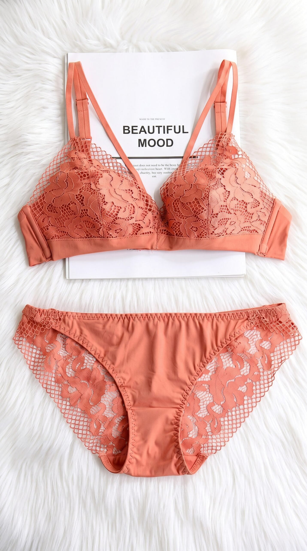 Fishnet Lace Set — Available in Coral, Black & Olive Green image