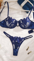 Lily Embroidered Sheer Mesh Bra & Panty Set – Heart Charm Lingerie Set image 1