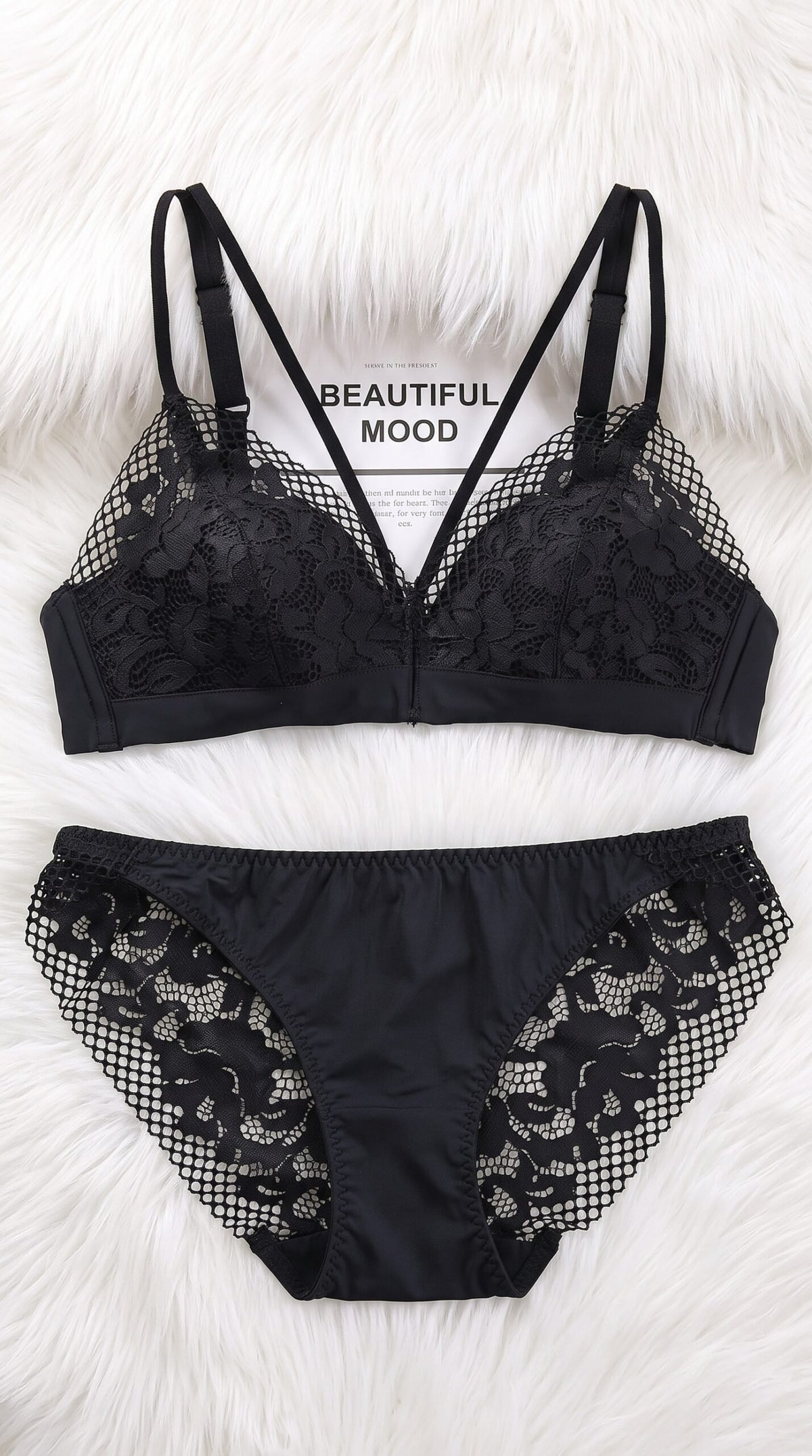 Fishnet Lace Set — Available in Coral, Black & Olive Green image