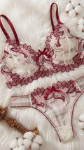 Petal Trim Lace Set — Available in Cream & Burgundy, Cream & Purple, Pink & Blue image 1