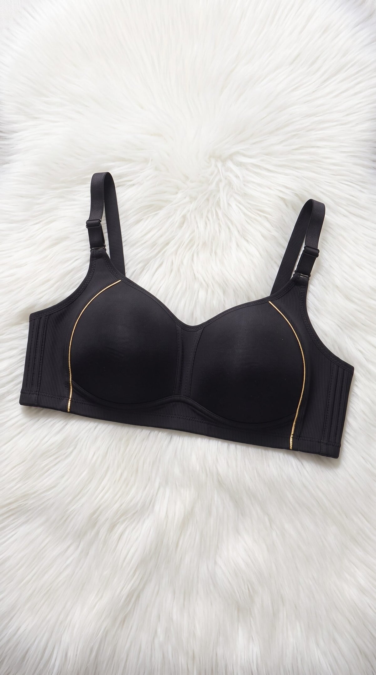 Front-Closure Bra with Gold Piping – 6 Colors (Beige, Black, Brown, Grey, Light Green, Pink) image