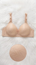 Chevron Jacquard Smooth Bra with Bow Detail – 6 Colors (Beige, Black, Brown, Grey, Maroon, Pink) image 1