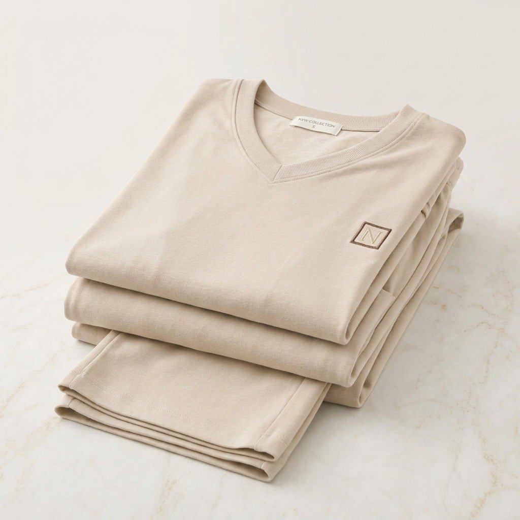 A_stack_of_neatly_folded_light_beige_V-neck_fju5sixm