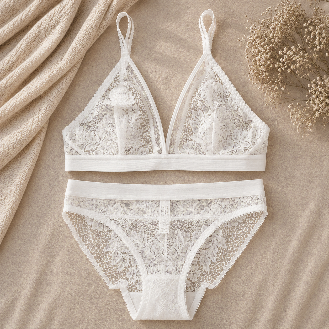 Whisper Lace Set 🤍 | Bridal-Soft Elegance