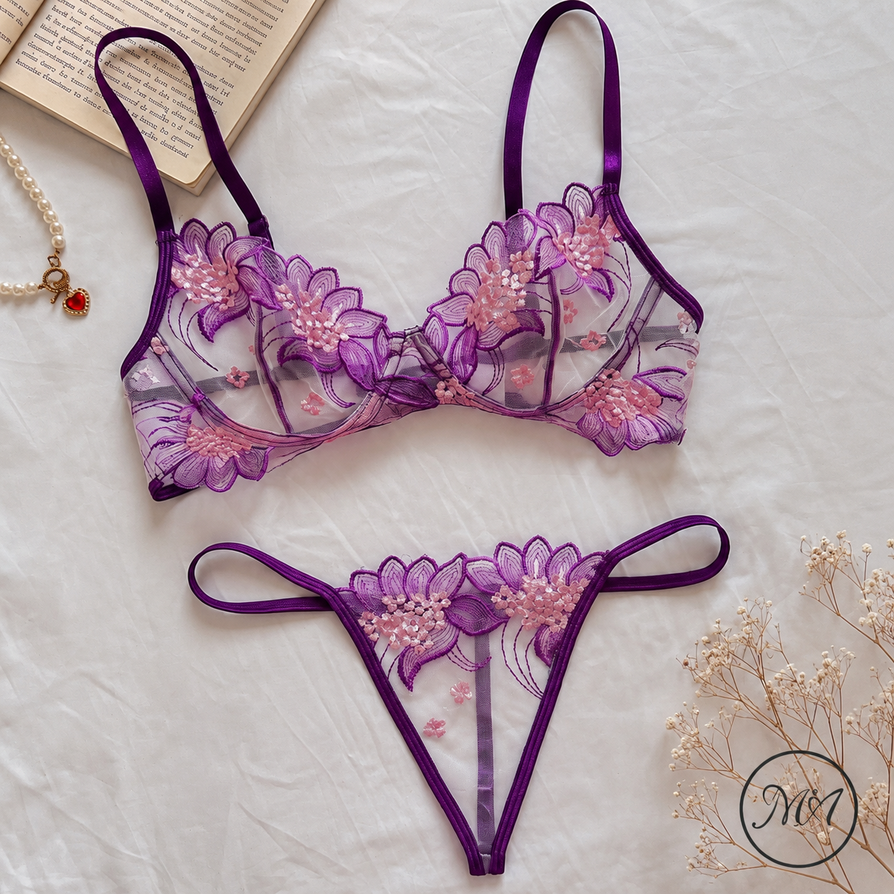 Ivy Vine Lace Set — Available in Green & Purple